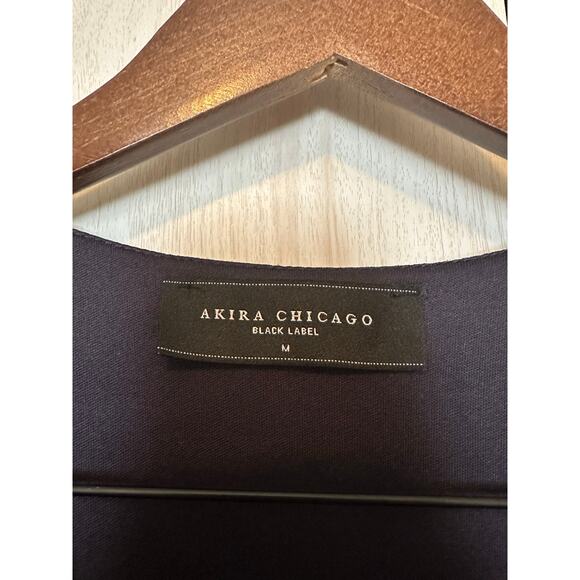 Akira Chicago Black Label Navy Floral Print Dress Size Medium - Picture 3 of 4